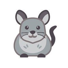 Cute Gray Mouse Character Illustration on Black Background