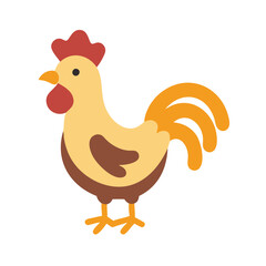 Simple Cartoon Rooster Illustration Isolated on Black Background