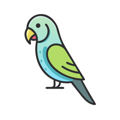 Cute Monk Parakeet Vector Illustration on Black Background
