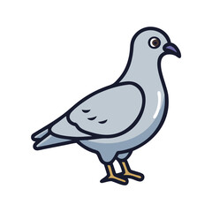 Cartoon style pigeon illustration against a black backdrop