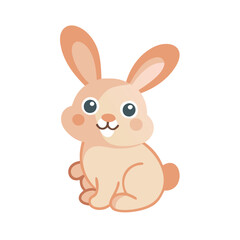 Cute Cartoon Bunny Sitting on Black Background Illustration