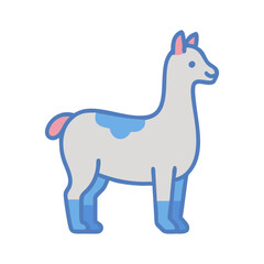 Cute Cartoon Llama Illustration on a Black Background