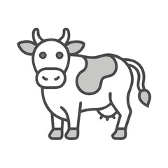 Cute Cow Icon Illustration: Farm Animal Cartoon Design