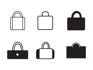 Simple Black and White Bag Icons for Design Projects
