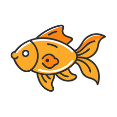 Cute Cartoon Goldfish Vector Illustration on Black Background