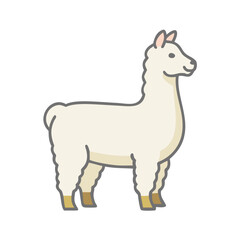 Cartoon illustration of a cute and fluffy white llama