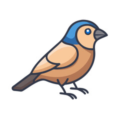 Cartoon Bird Icon Illustration Isolated on Black Background