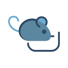 Cute Blue Mouse Eating Icon on Black Background