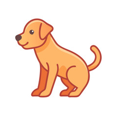 Cute cartoon dog sitting illustration vector on black