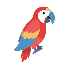 Colorful Cartoon Macaw Parrot on Black Background Illustration