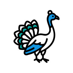 Abstract Turkey Icon Illustration in Blue and Teal
