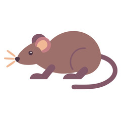 Cartoon Brown Mouse Vector Illustration on Black Background