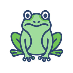 Cartoon Green Frog Illustration, Isolated on Black Background