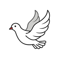 Elegant Cartoon Flying Dove for Peace, Love, Freedom