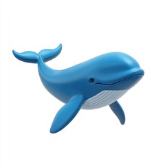 Fototapeta premium Friendly blue whale illustration against a white background.