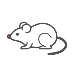 Minimalist Mouse Illustration with Red Nose on Black