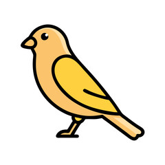 Cartoon Canary Bird Standing on Black Background Illustration