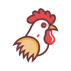 Isolated Cartoon Rooster Head Icon on Black Background