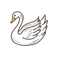 Elegant Cartoon Swan with Black Neck Illustration
