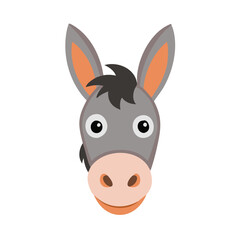 Cartoon Donkey Face Vector Illustration Isolated on Black