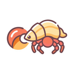 Cute Hermit Crab Illustration with Shell on Black