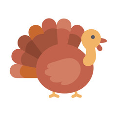 Cartoon Turkey Illustration for Thanksgiving Holiday on Black