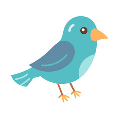 Cute blue cartoon bird illustration on black background