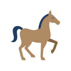 Elegant brown horse with blue mane and tail