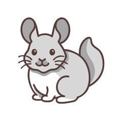 Cute Cartoon Chinchilla Vector Illustration on Black Background