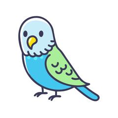 Cute Cartoon Parakeet on Black Background Illustration