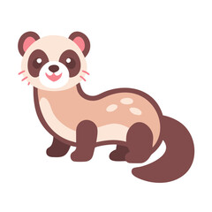 Cute Cartoon Ferret Illustration on a Black Background