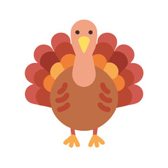 Cute Cartoon Turkey for Thanksgiving on Black Background