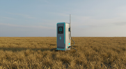 Standalone Iot Unit In Center Of Fallow Field