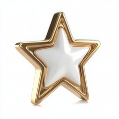 A single golden star with a white center on a plain white background view