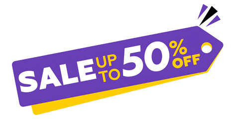 Sale up to 50 percent off special offer tag label. vector illustration.