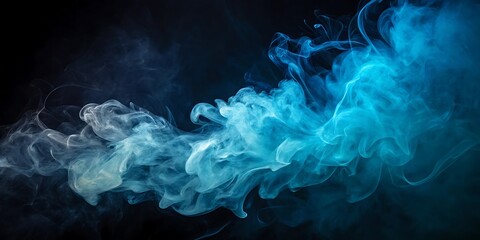 Abstract blue smoke swirls on dark background creates dynamic visual effect