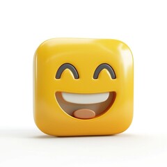 Fototapeta premium Smiling, square emoji depicts joy and happiness.