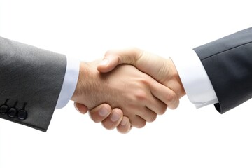 Two businessmen shaking hands, symbolizing agreement, partnership, and collaboration.