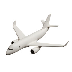 Modern White Airplane Rendering Isolated on White Background for Aviation and Travel Concepts.