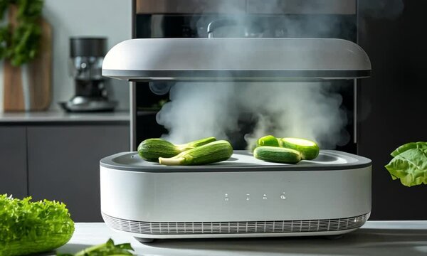 Modern Kitchen Appliance Steaming Vegetables