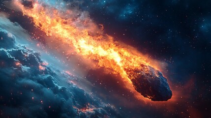 Fototapeta premium meteorite flying through the sky 