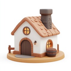 Cute, stylized model of a cozy little cottage.