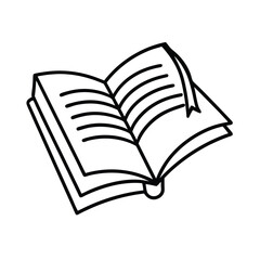 Open book outline with bookmark,education and reading symbol,literature and knowledge icon,study design element