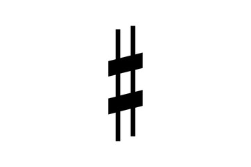Black and white symbol representing hashtags in minimalistic design for social media context