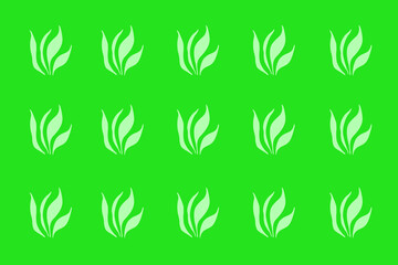 Green backdrop with repeated leaf patterns creating a vibrant and fresh atmosphere for design purposes