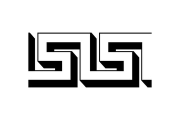 Abstract geometric art design featuring intricate black and white patterns with sharp angles and clean lines