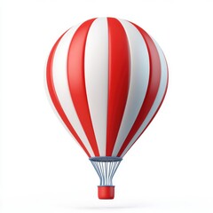 Naklejka premium Striped red and white hot air balloon illustration.