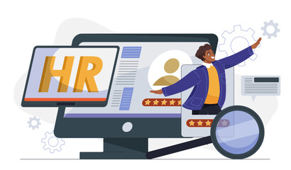 Human resources digital selection concept. Vector illustration