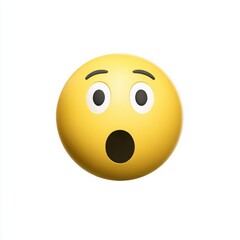 Fototapeta premium Surprised yellow emoji isolated on white background