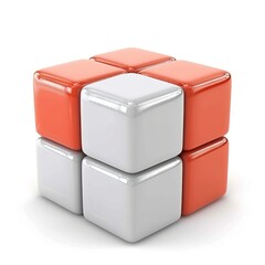 Fototapeta premium Four color-coded cubes create a larger square shape.